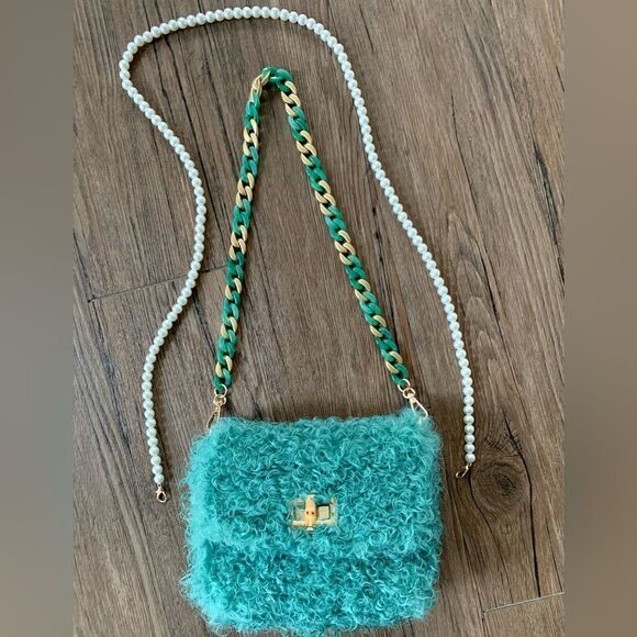 Handmade Genuine Curly Shearling Turn-lock Clutch/Shoulder Bag/Crossbody - Picture 7 of 14